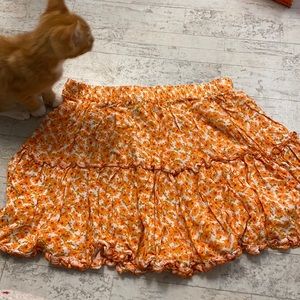 Orange Floral Skirt